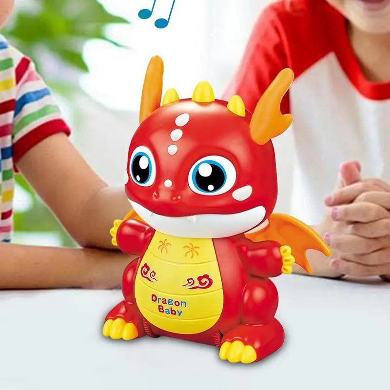 Juguete para caminar en movimiento, acción interactiva, dragón de aprendizaje, lindo dragón bailando iluminado con música para niños y niñas, cumpleaños para niños pequeños