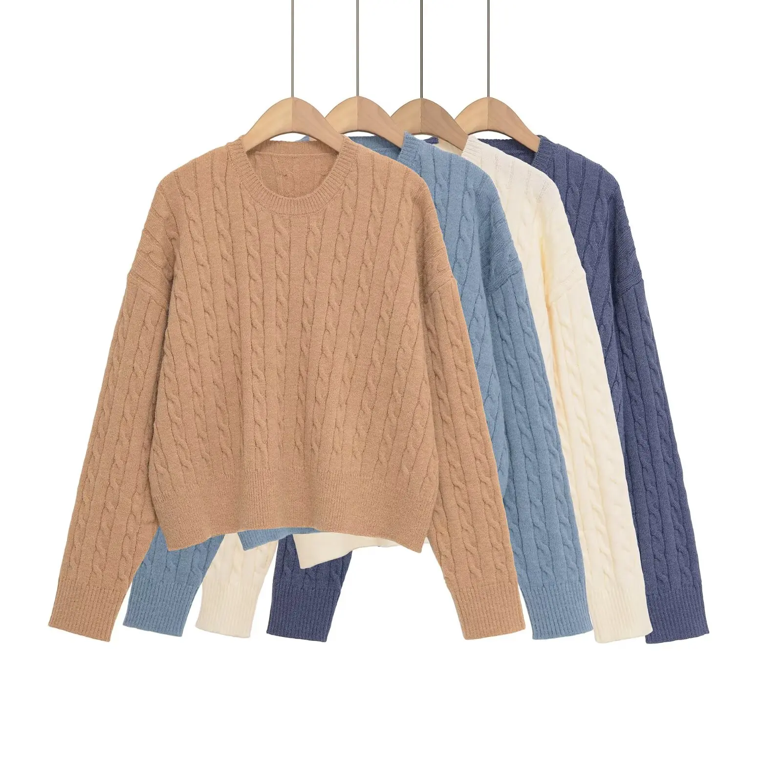 

Women's New Arrival Crew Neck Short-Sleeve Sweater Classic Texture, Versatile Style Soft and Warm for Fall/Winter Outfits Pullov