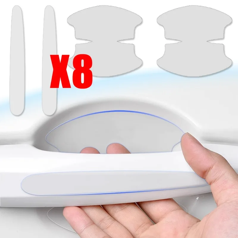 8Pcs Car Door Bowl Anti-scratch Sticker Clear Door Bowl Handle Protection Sticker Paint Surface Film Car Accessories Decals