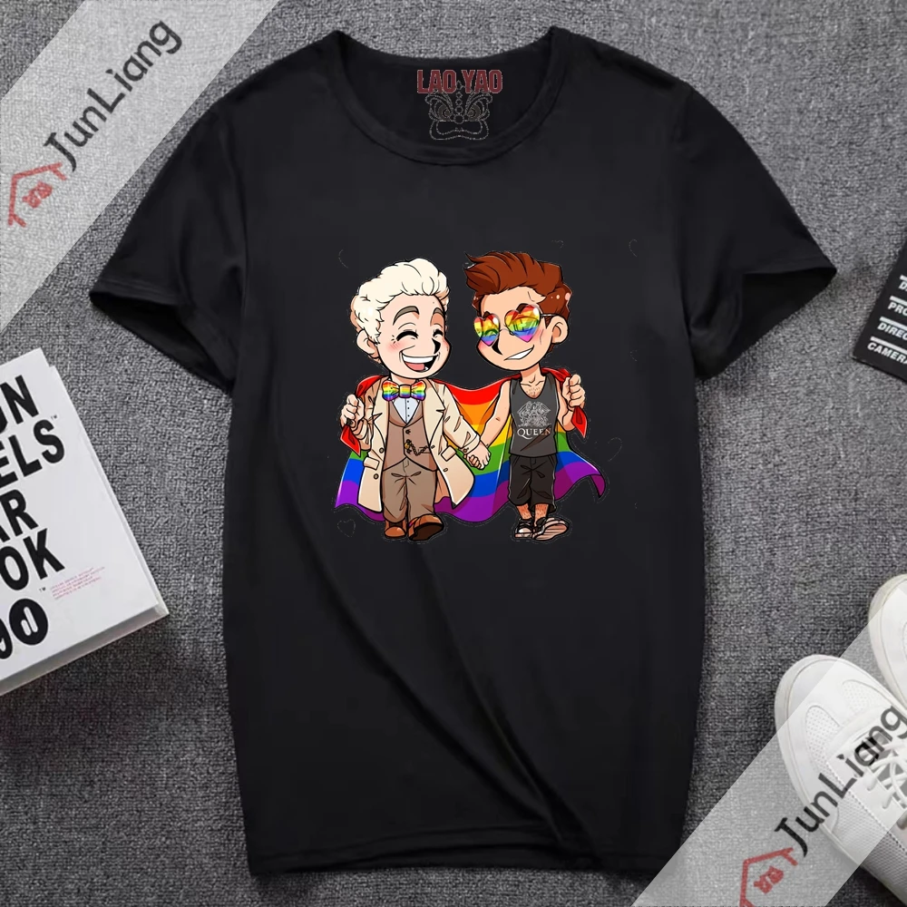 Good Omens The TV Show Good Omens T Shirt Michael Sheen David Tennant Angel Devil Jeff The Killer Bad Omens Harajuku Fashion