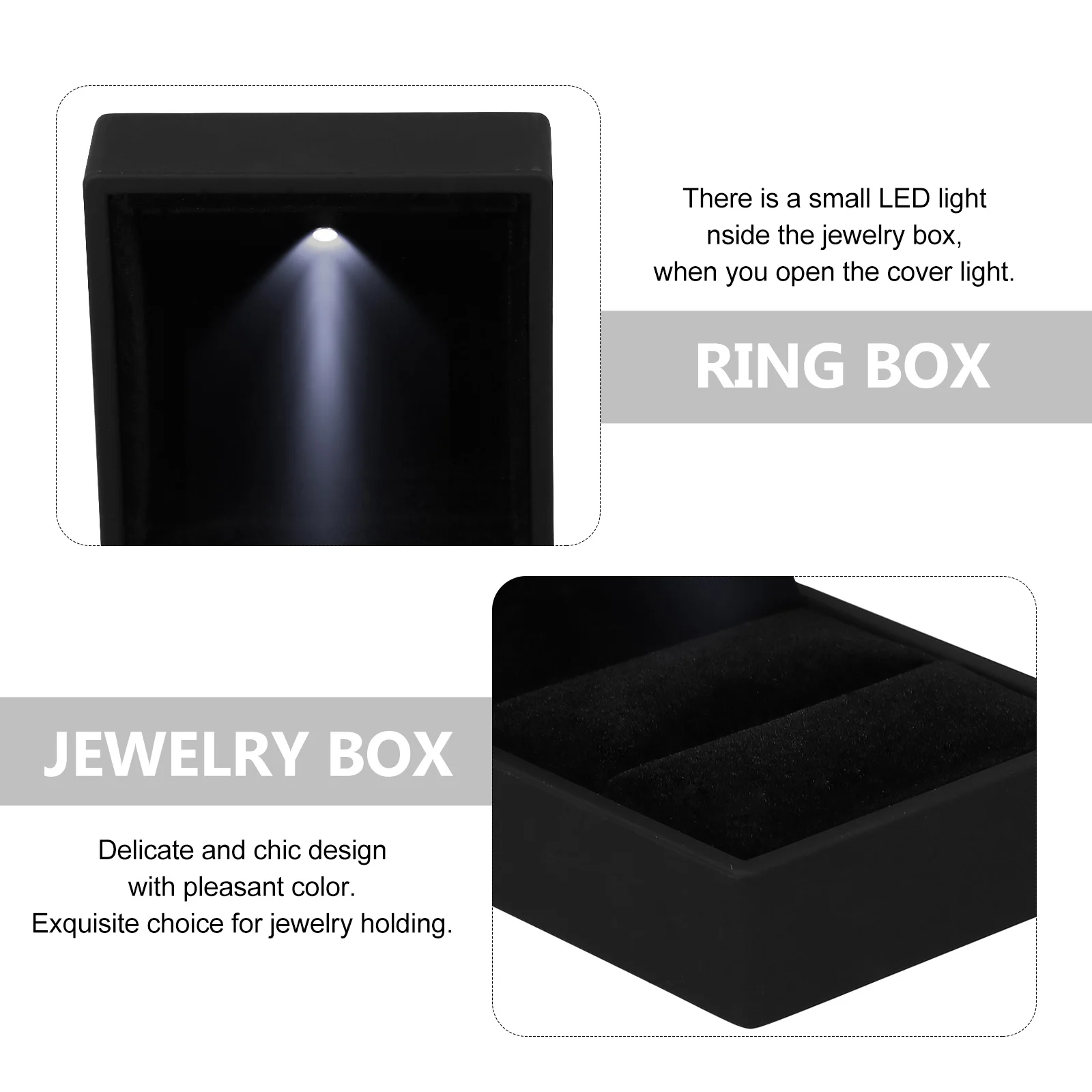 

Led Lighted Proposal Ring Box Jewelry Display Case For Engagement Wedding Ring Storage Holder Gift Decorated Light-Up Container