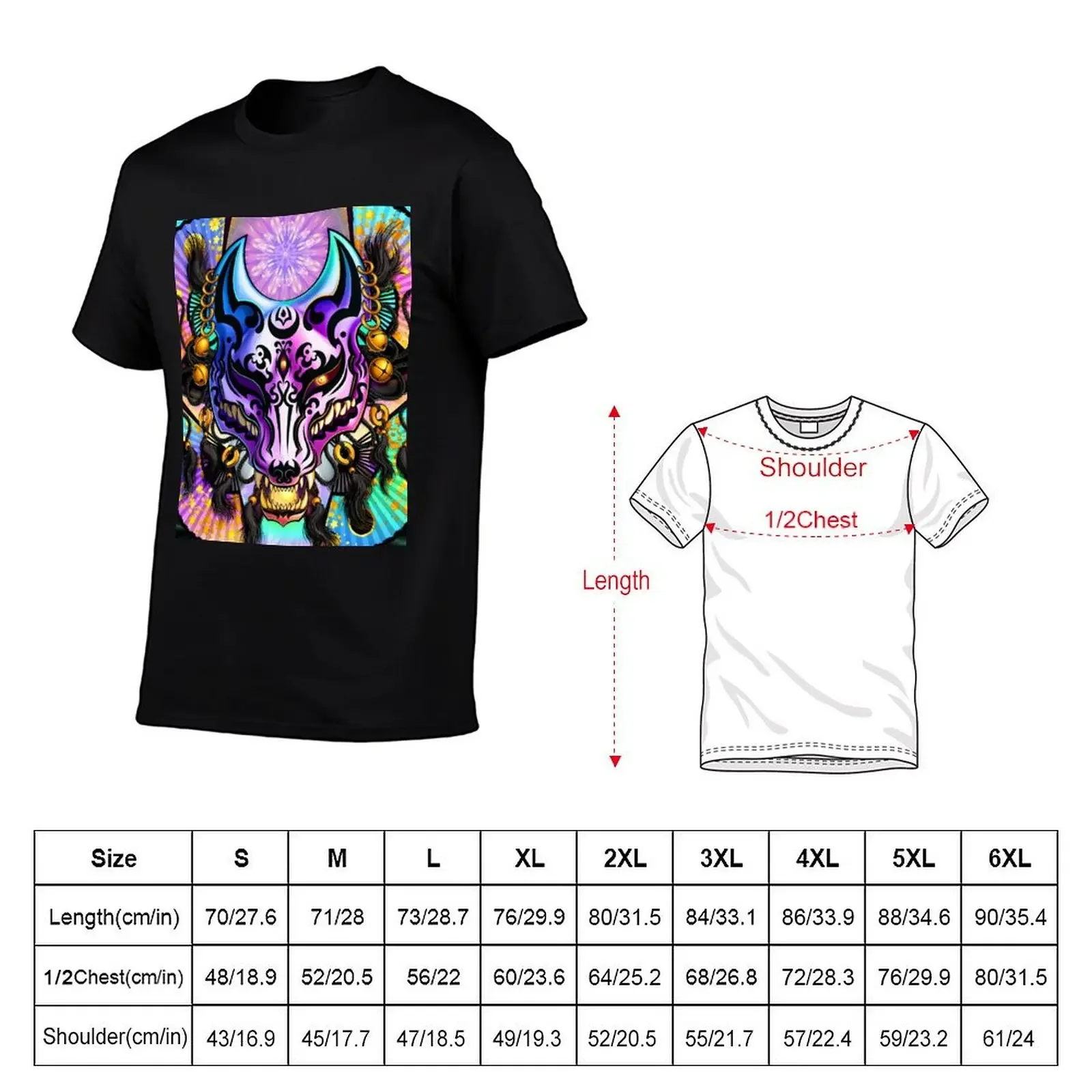 Harajuku Pastel Kitsune, Fox Mask T-Shirt graphic t shirt vintage rapper graphic tees Men's t shirts