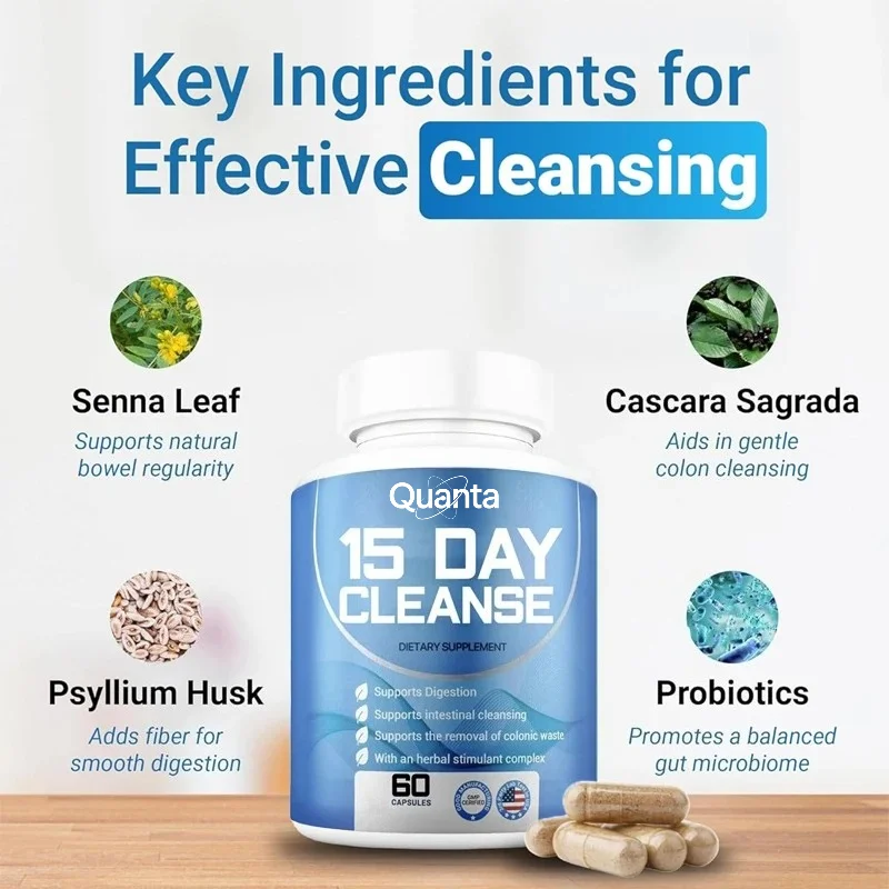 Intestinal Cleansing, Promoting Digestive Health and Relieving Bloating, Non GMO, 60 Capsules of Vegan Formula