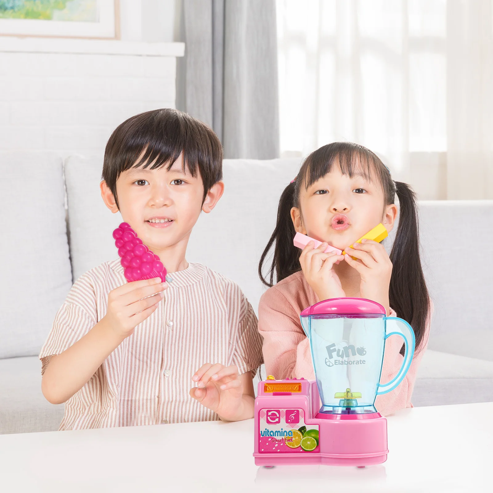 1 セットシミュレーション子供用ジューサーキッチンプレイセット教育用ライト機能スマートごっこ遊び家庭用ロールプレイ学習