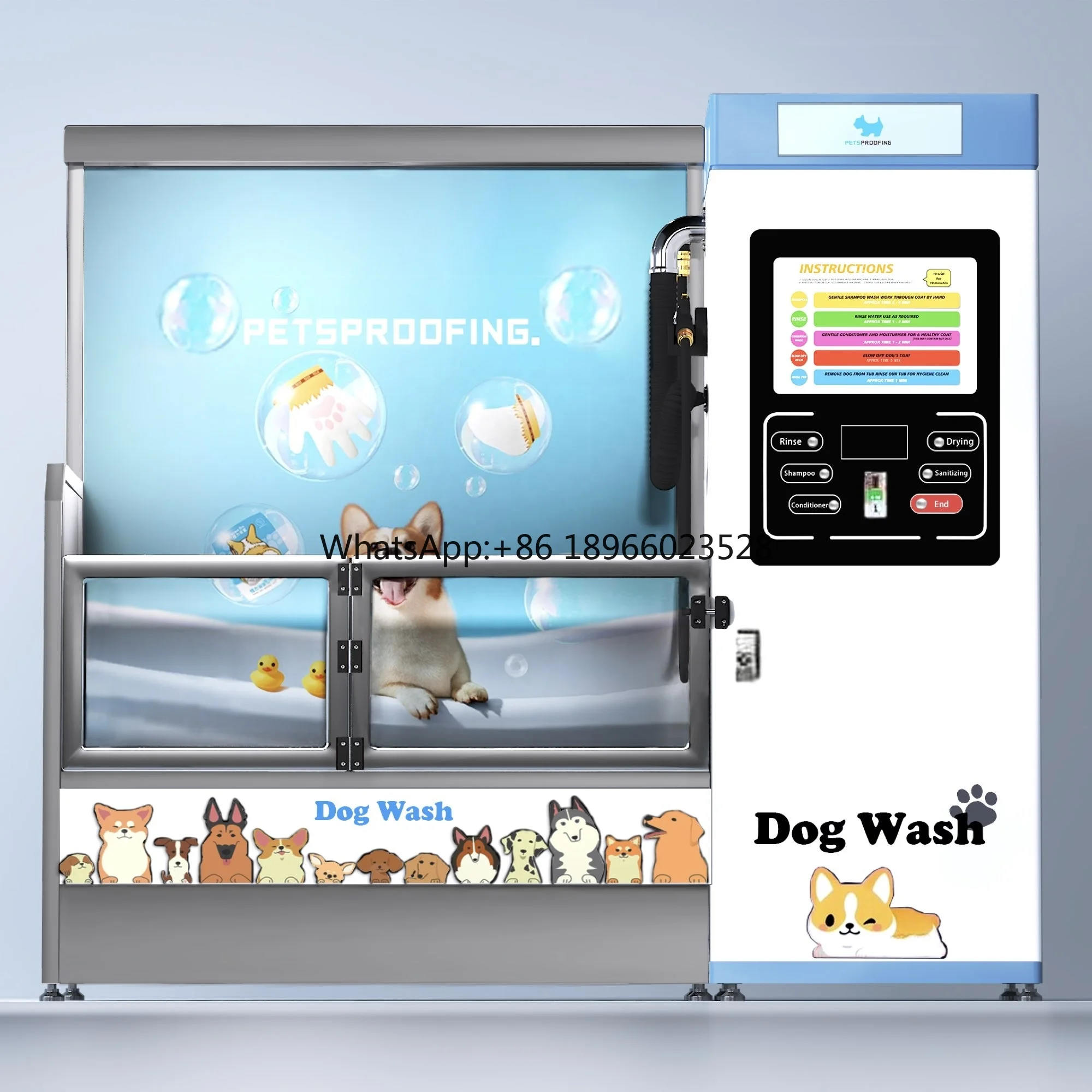 Neue Erfindung tragbare automatische Katze Hund Pflege Bad Maschine Selbstbedienung Hund Katze Wasch station Edelstahl Material