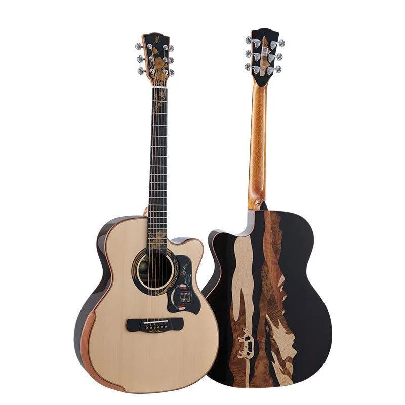 Merida Spring Solid Spruce Top Acoustic Guitar,41 Inches Rosewood GAC Cutaway Body Folk Guitarra