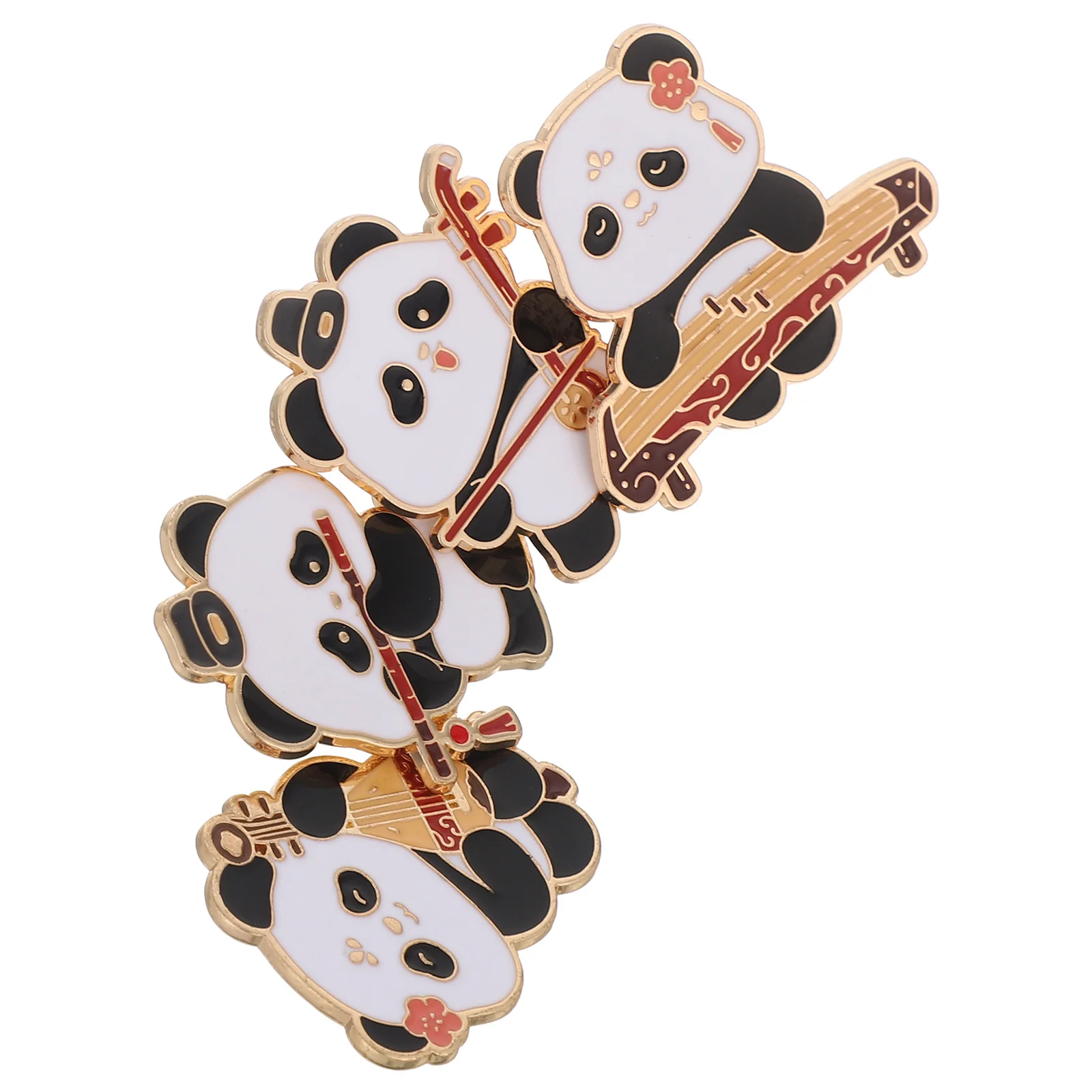 

4Pcs Chinese Panda Pin Brooch Enamel Badge Metal Ancient Style Shirt Sweater Dress Bag Decoration Panda Pin Coat Dress Clips