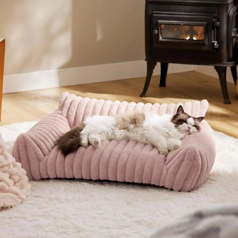 Sofá cálido para mascotas, lujosa cama para mascotas con funda lavable de espuma viscoelástica, parte inferior antideslizante para perros, gatos, sofá para dormir cómodo