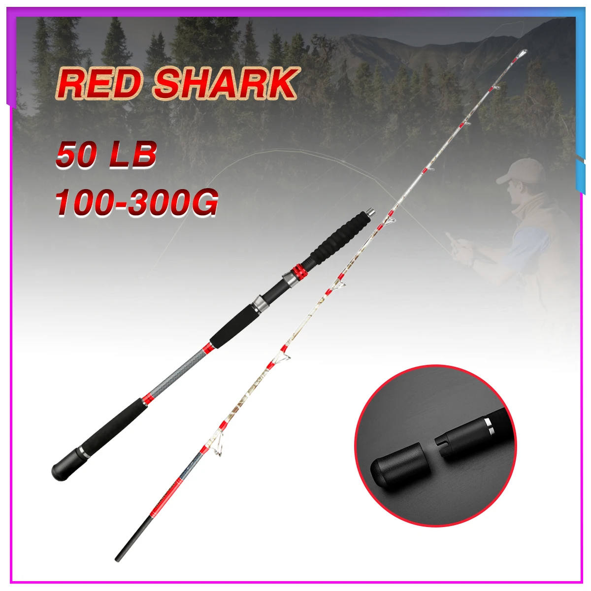 

50LB 100-300g 1.6M/1.8M solid tip Heavy type Rod Surfing Fishing Rod Slow Jigging Rod Saltwater Rod Spinning Rod Baitcasting