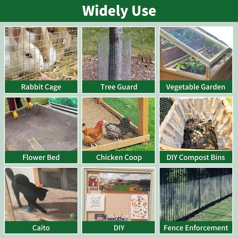 لفة شبكية سلكية ملحومة مجلفنة 1/2 بوصة - 48 بوصة × 50 قدم لسياج الحديقة وحظيرة الدجاج ومكافحة الآفات #5