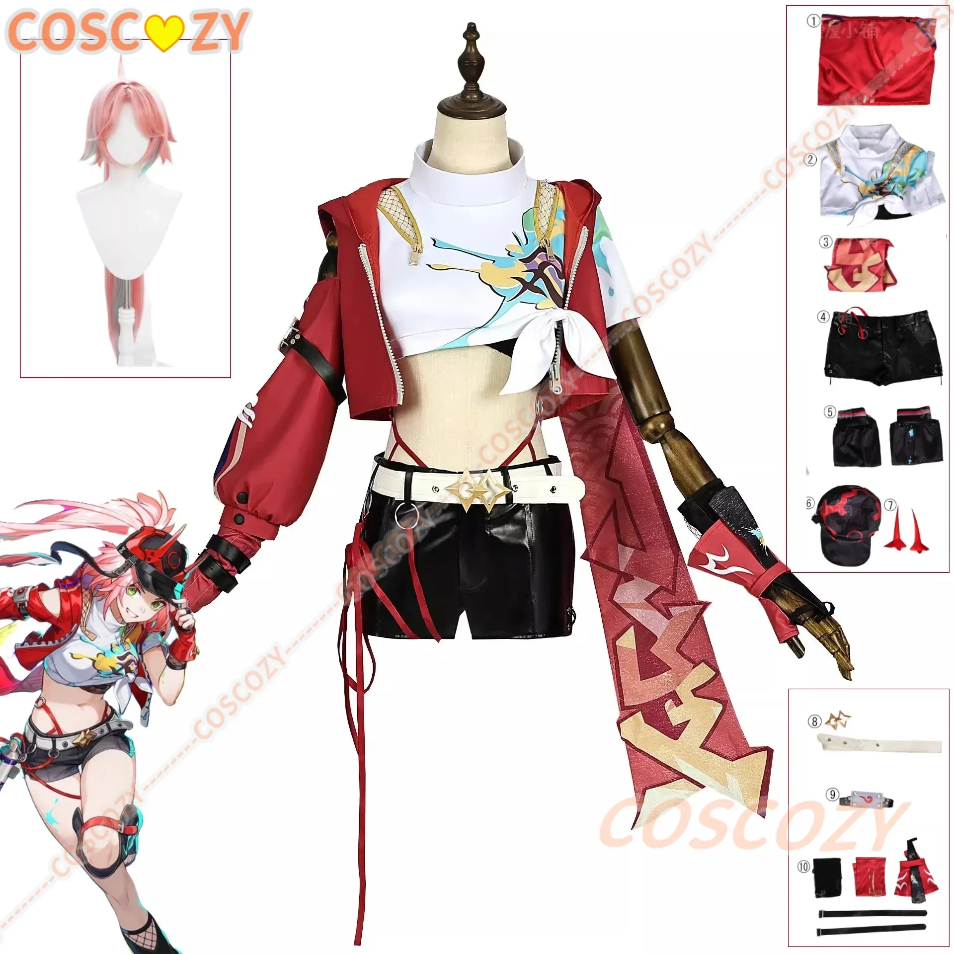 Rappa Anime Game Honkai: Star Rail Cosplay Pink Wig Women Sexy Girl Uniform Halloween Christmas Con RolePlay Outfits Customized