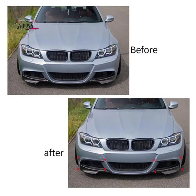 

AEA6-Car Front Bumper Splitter Spoiler Trim Fog Light Canard For BMW 3 Series E90 E91 LCI M Sport 2009-2012