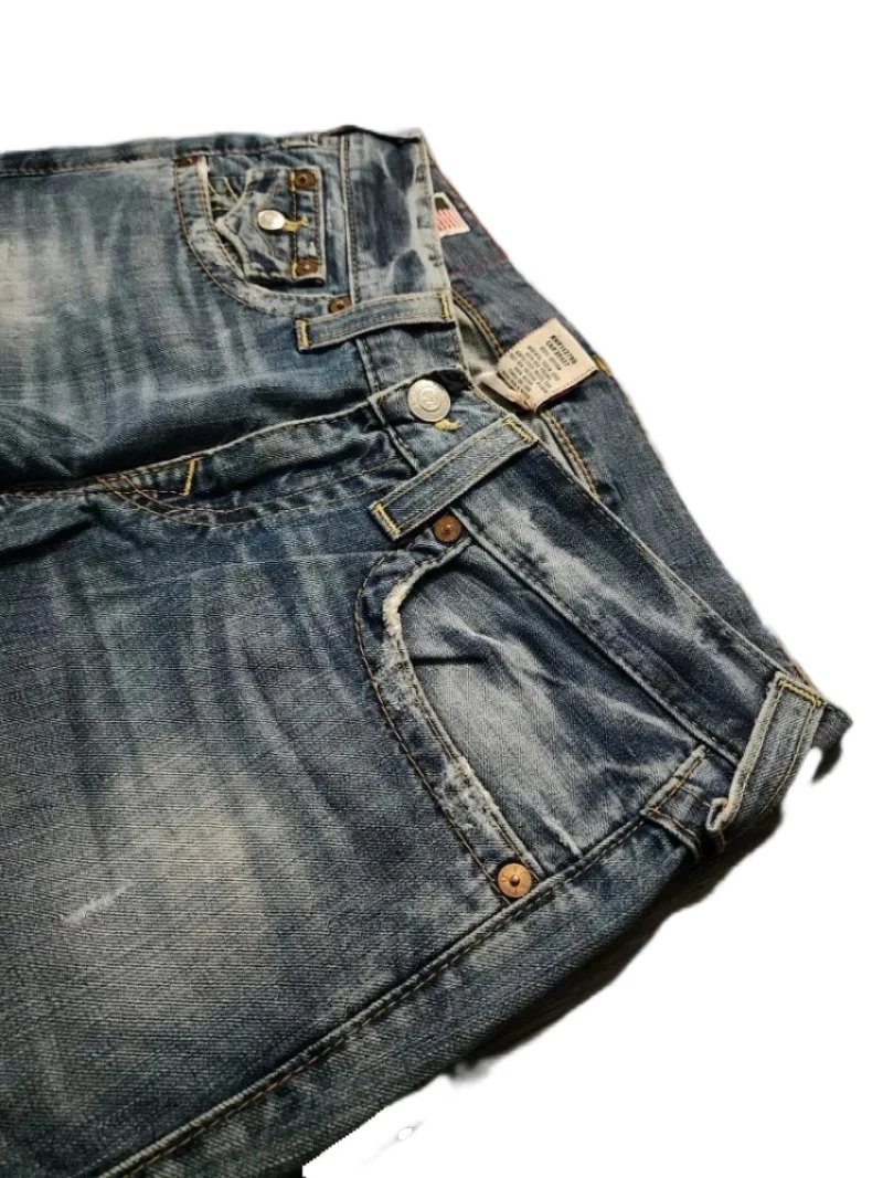 Y2k True Faith Weiße Dicke Linie Jeans Straße Männer und Frauen Harajuku Lose Retro Hohe Taille Gerade Breite Jeans Slouchy Jeans