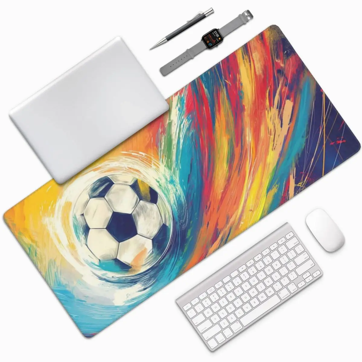 

Graffiti Soccer Themed Large Mouse Pad Computer Keyboard Mouse Mat Gaming PC Laptop Desk Mat Office Accessories Table Mats