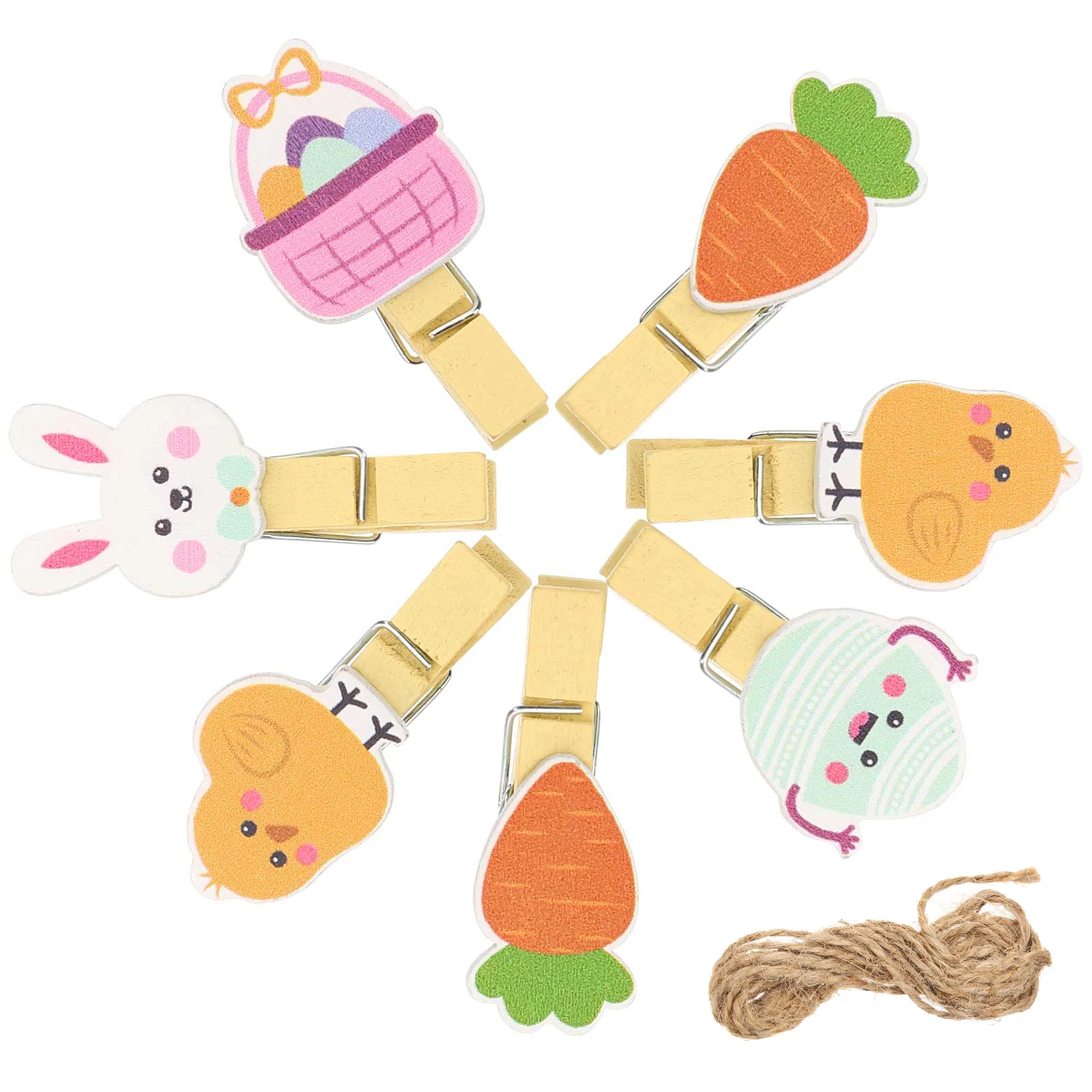 40 Pcs Easter Bunny Carrot Wood Clips for Photos Clothespins Craft Home Decor Lightweight Storage Space Saving Premium