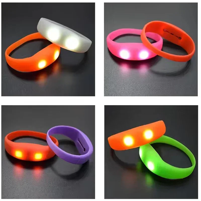 10pcs Led Flashing Bracelet Light Up Bangle Wristband Voice Control Music Activated Sound LED Bracelet Glow in The Dark Party