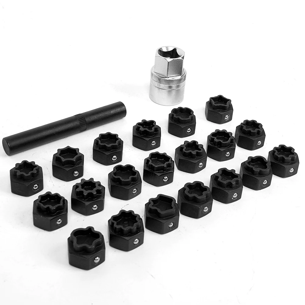 22Pcs Wheel Locking Lug Nut Key Anti-theft Tool for Audi with Adapter Bolt Nut Key Removal Tool Set Socket Remover Set Kit