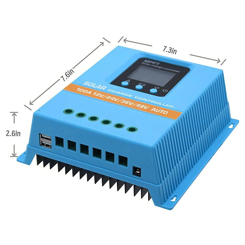 4800W MPPT Solar Charge Controller 100A12V 24V 36V 48V USB Battery PV Regulator With LCD Display Dual USB Output For Solar Panel
