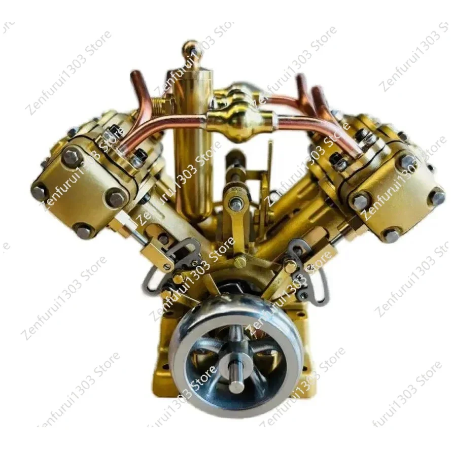 

Collection Level Steam Engine 4-cylinder V-shaped Mini Ship Train Model Mechanical Ornaments
