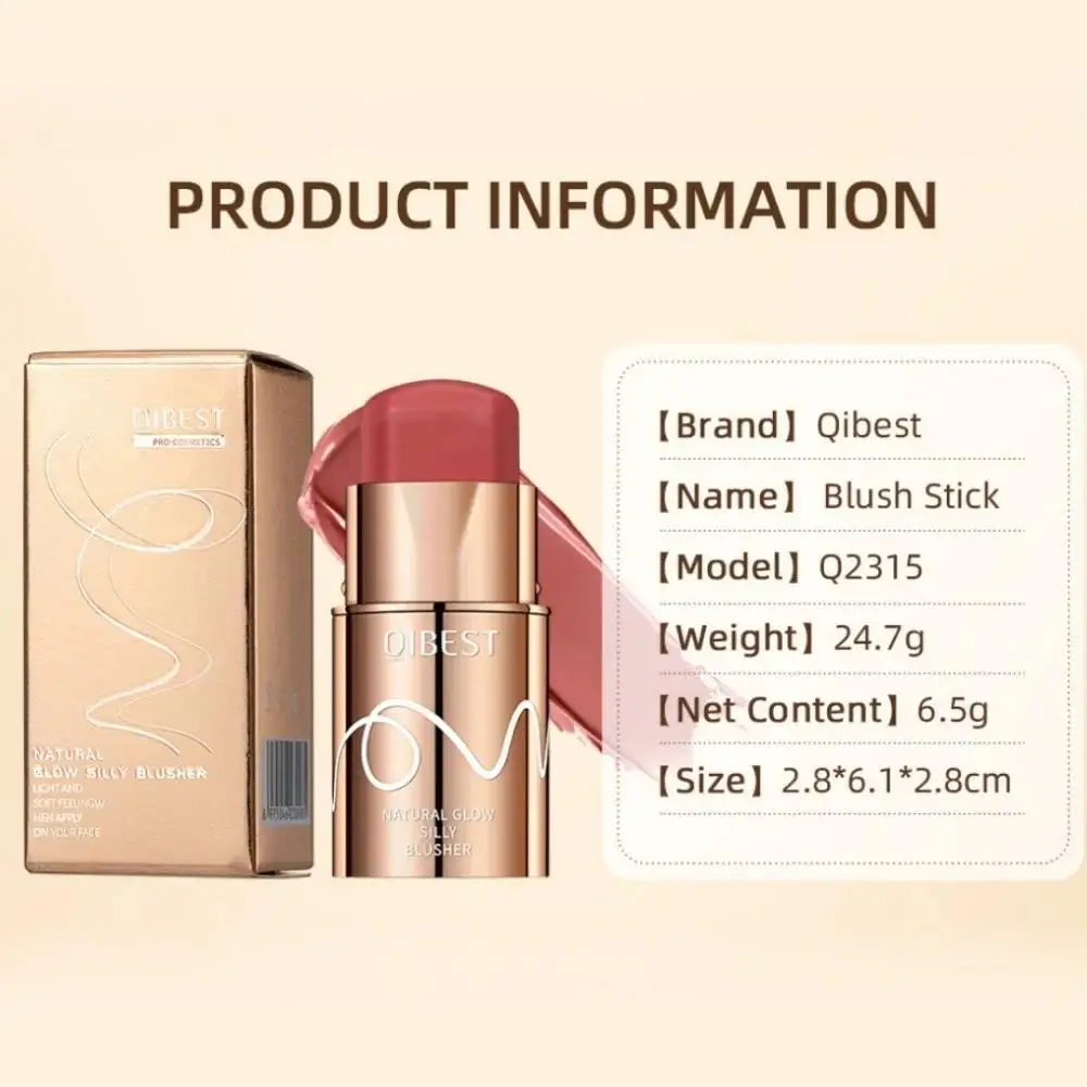 6 สีครีม Blush Stick กันน้ํา Long Lasting Cheek Lip Eye แต่งหน้า Blendable Natural Flush สําหรับผู้หญิงทุกวัน