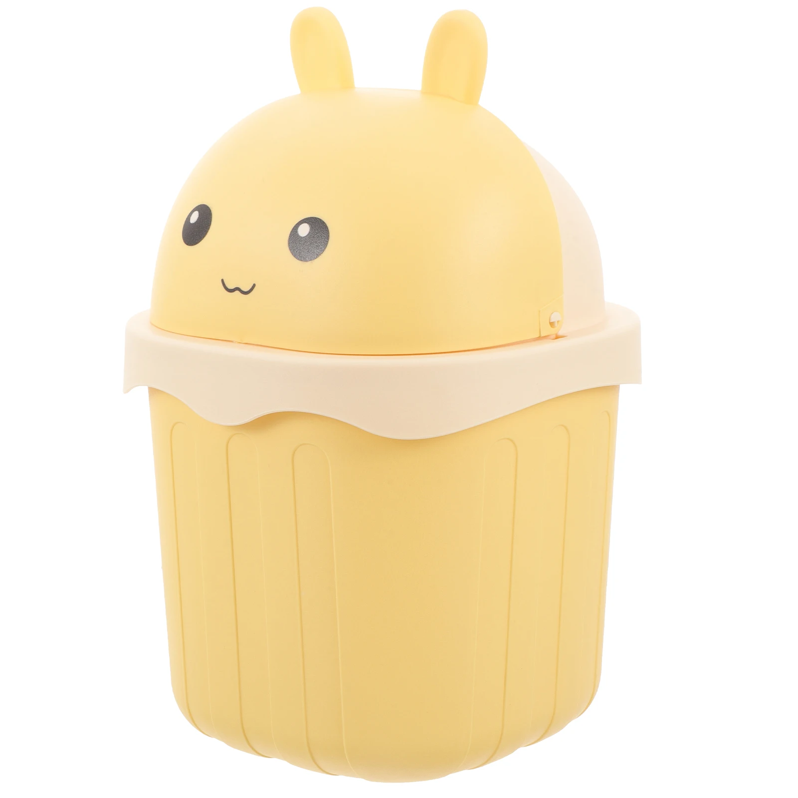 

2 Pack Yellow Rabbit Design Mini Desk Trash Can With Lid Creative Desktop Garbage Bin Small Countertop Waste Basket For Office