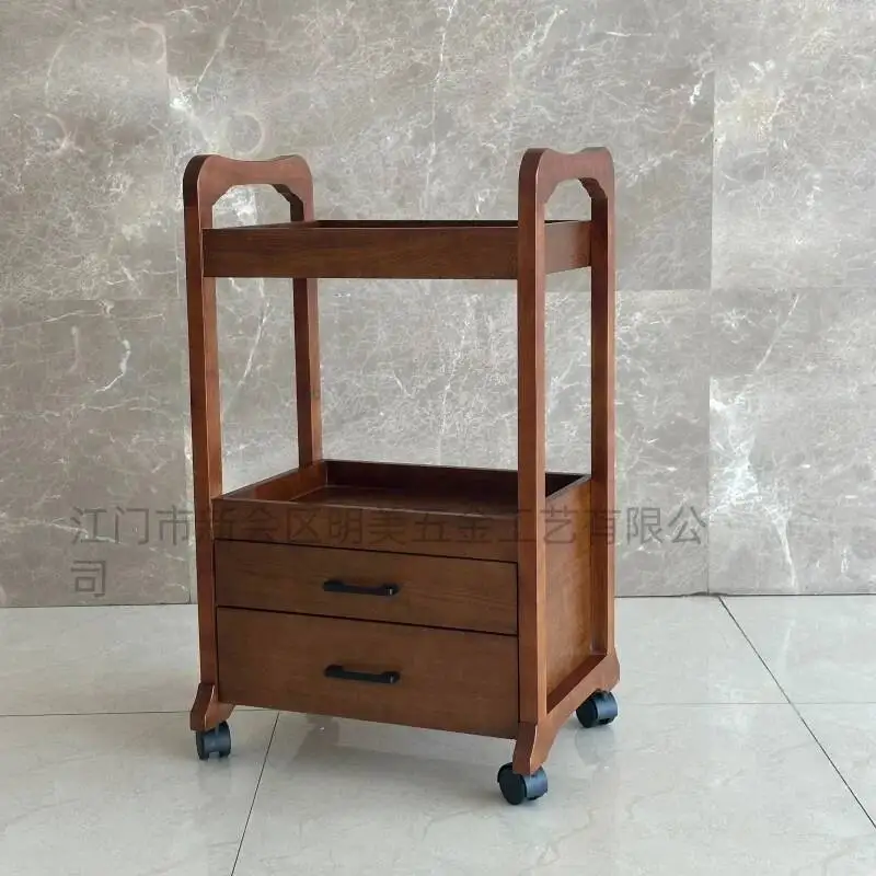 أثاث صالون الشعر لصالون التجميل الوردي المنظمون عربات تصفيف الشعر عربة مساعدة عربة تخزين الخشب عربة الحلاق #5