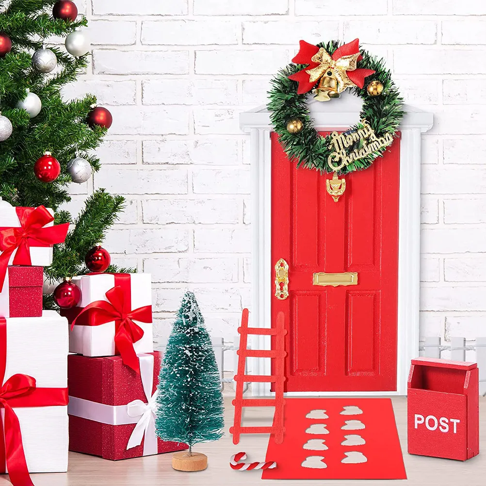 

1Set Elf Door Decor Miniature Home Decor Creative Landscape Prop Simulated Furnishing for Kids DIY Christmas Mini Adorn Setup