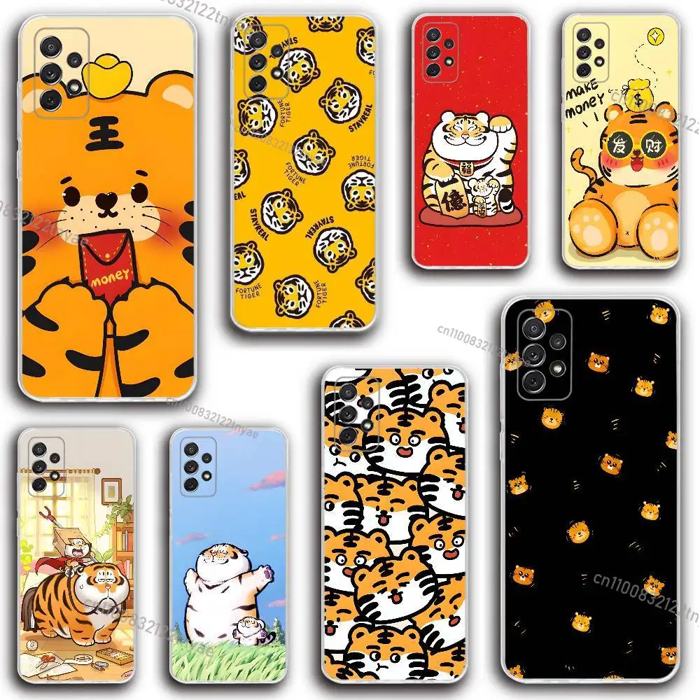 

Cute Cartoon Tiger Phone Case Silicone For Samsung S30,23,21,22,20 FE lite,S10,9,PIus Note20ultra Soft Transparent