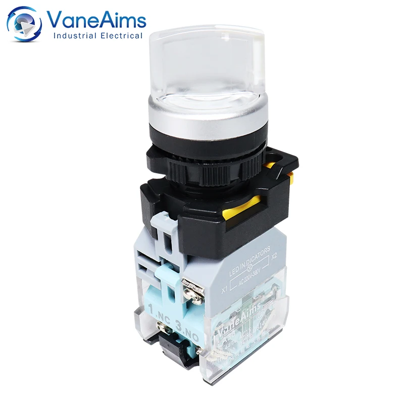 VaneAims 22MM FXB38 Plastic LED Light Knob Rotary Switch Momentary Latching 2/3 Position 10A ON/OFF Power Switch illuminated