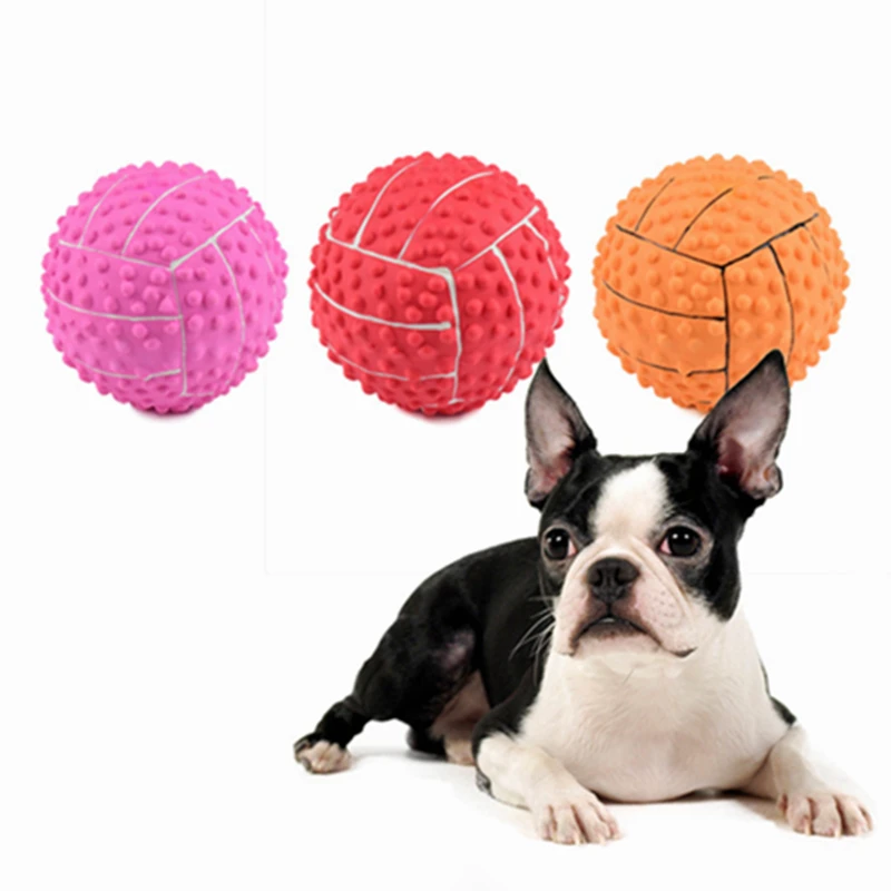 Pet Dog Toy Ball Molar Voice Teeth Bite-Resistant Dog Bouncing Ball Teddy Samoyed Small Medium-Sized Dog Rubber Training Supplie