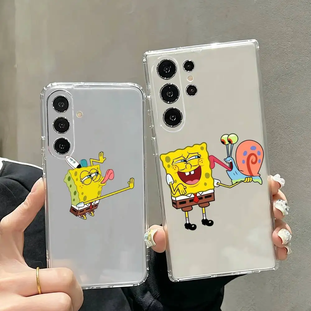 Animation S-Sponge Funny B-Bob  Phone Case Transparent Silicone Soft For Samsung S25,S24,S21,S22,S23,S30,Ultra,S20,Plus,Fe