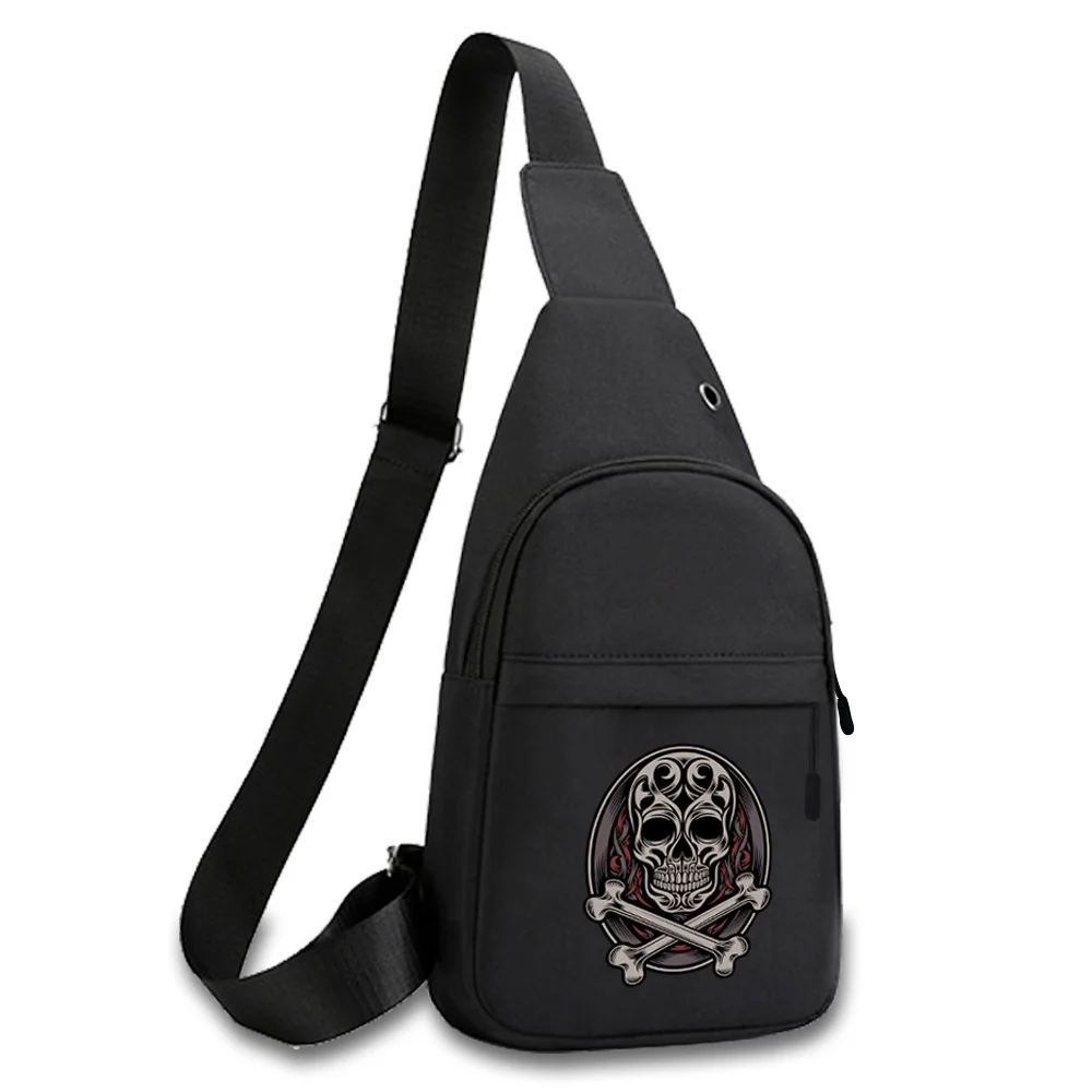 Fashion Men's Chest Bag Crossbody Bags of Men Sports Shoulder Canvas Short Trip Messengers Bags Skull Series Male Phone Purses