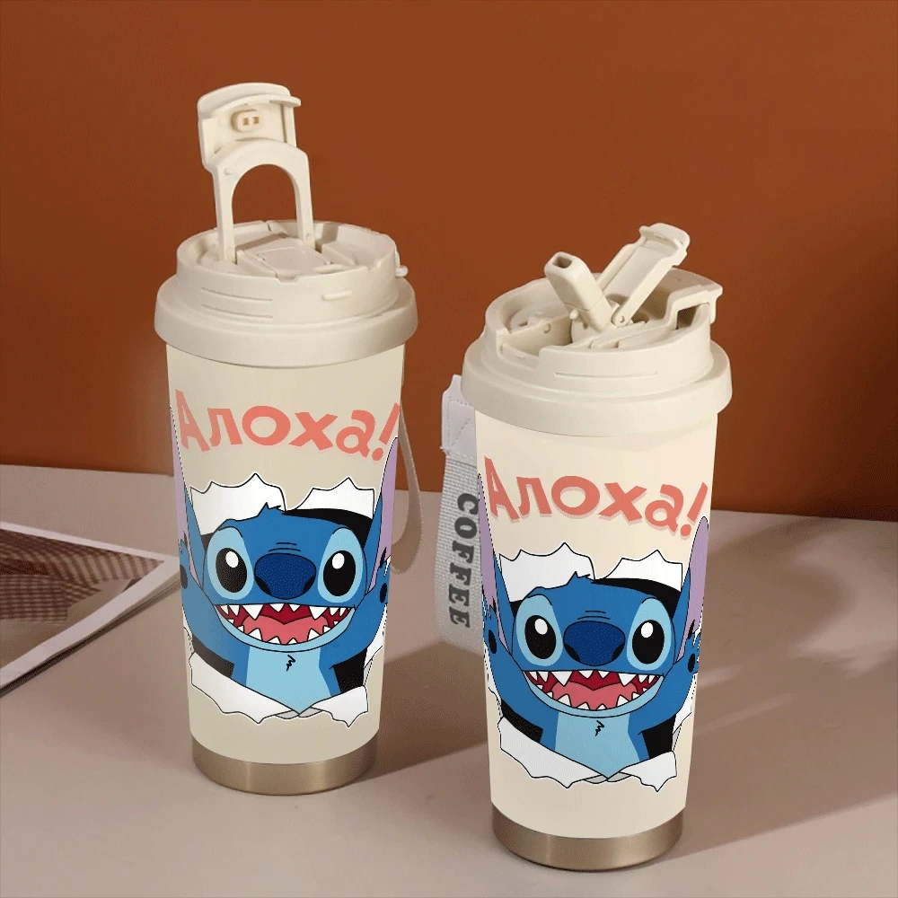 

Stitch Angel Portable Student Water Cup Large Capacity Hildren Adults Portable Coffee Cup Lilo Stitch Cartoon Outdoor Travel