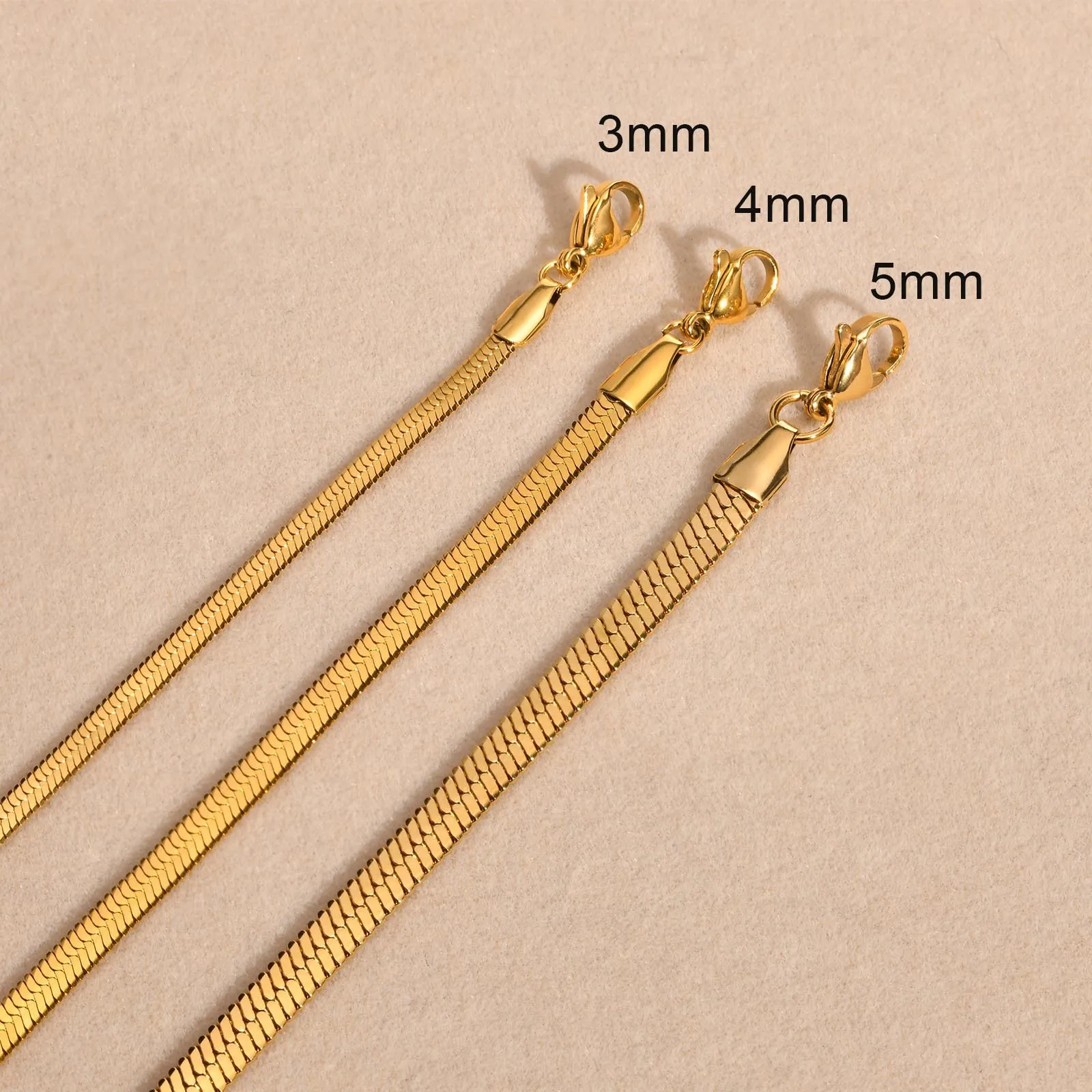 

Vnox Basic 3/4/5mm Wide Herringbone Necklaces for Women,Gold Color Stainless Steel Snake Chain Choker Collar Gifts for Her