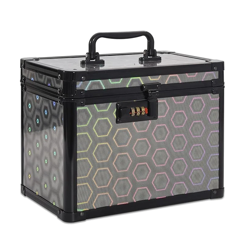 Custodia cosmetica portatile Organizzatore in lega di alluminio Gioielli giocattolo Medicina Gioco di carte Scatola di raccolta Custodia per auto 10x7.25x7.75"