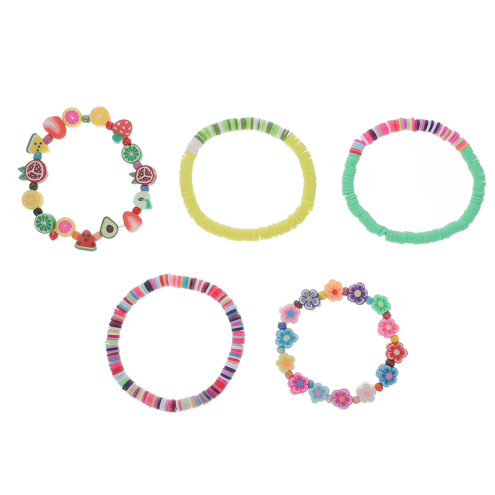 5 قطعة سوار بوليمر كلاي رائع مقاوم للاهتراء المحمولة الخرز أساور هدية عيد الحب لوازم النساء سوار بوليمر كلاي