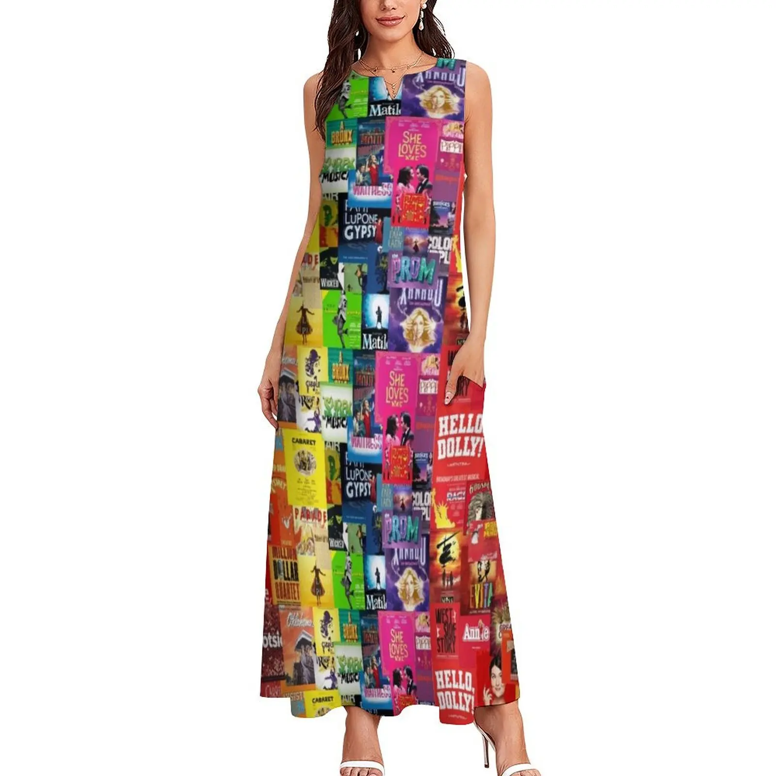 Rainbow Broadway Collage Long Dress women's evening dress 2025 Long dress woman