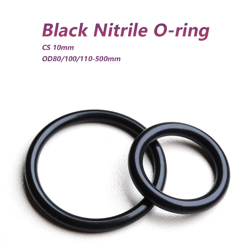 

Black Rubber Ring NBR Sealing O Ring CS 10mm OD80/100/110-500mm Silicon High Pressure Repair Oil Resist Band Sealing Ring 1Pcs