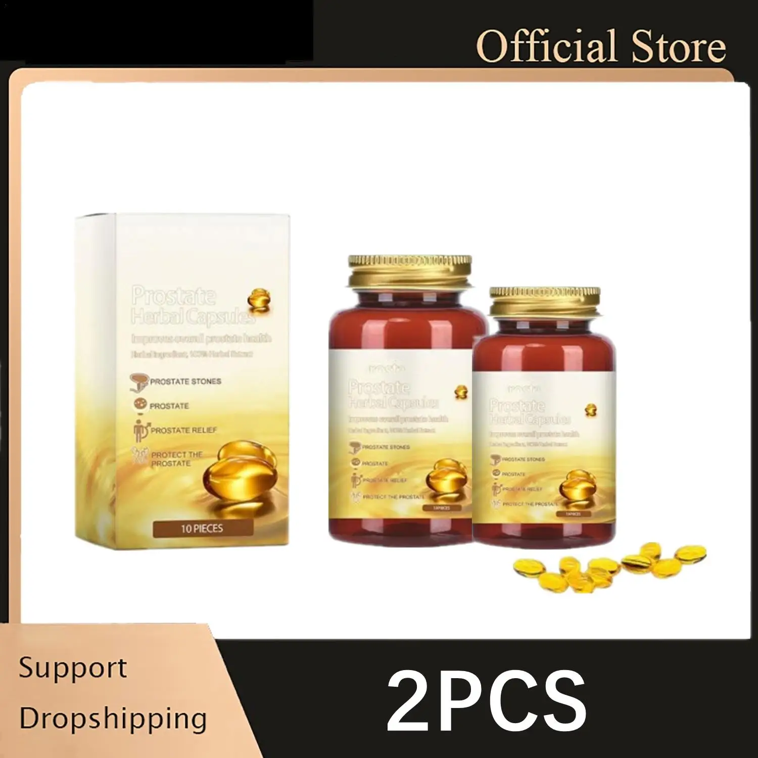 

2 Bottles Prostate Natural Herbal Capsules Prostate Urgency Symptoms Remover Capsules For Men Soothing Body Health Care