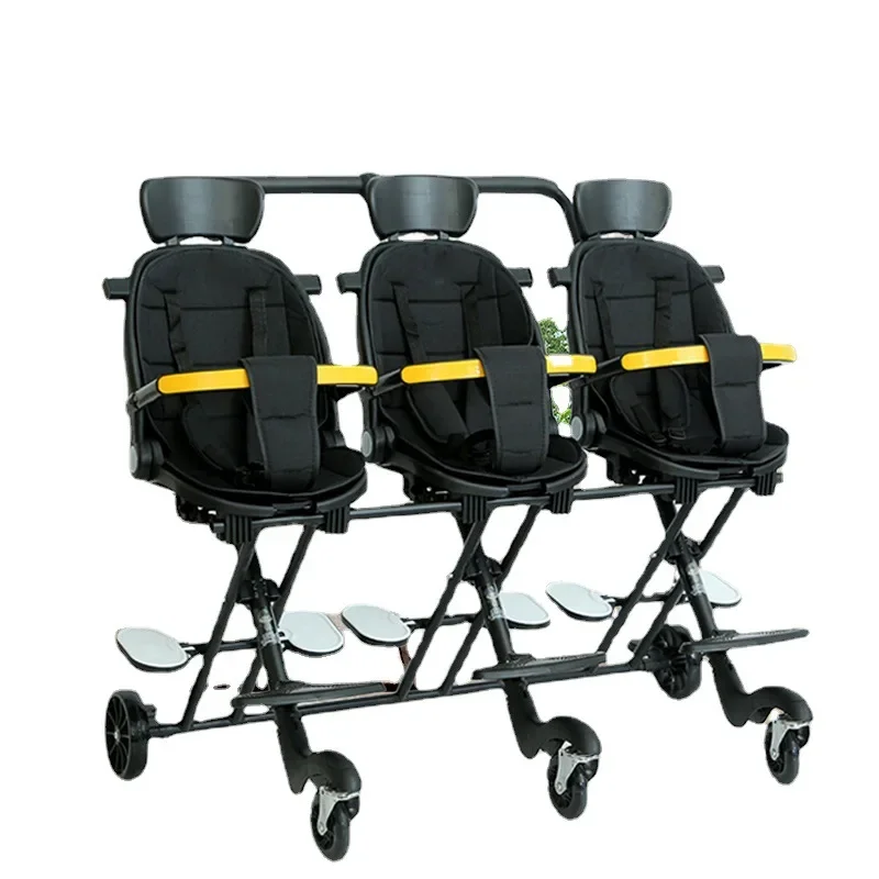 Triplet Trolley Walking Artifact Multi-person Trolley Triplet Baby Stroller Can Be Folded Multiple Cells