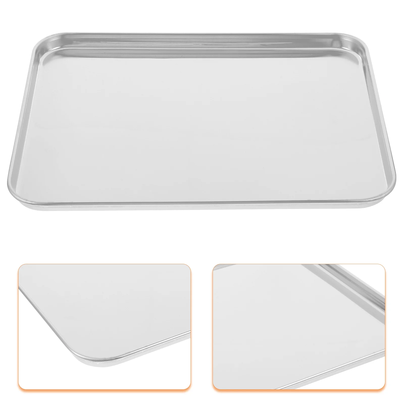 

Stainless Steel Rectangular BBQ Tray 26 5x20 5x1 2cm Large Capacity Flat Bottom Food Holder Baking Pan Restaurant Serving Dish