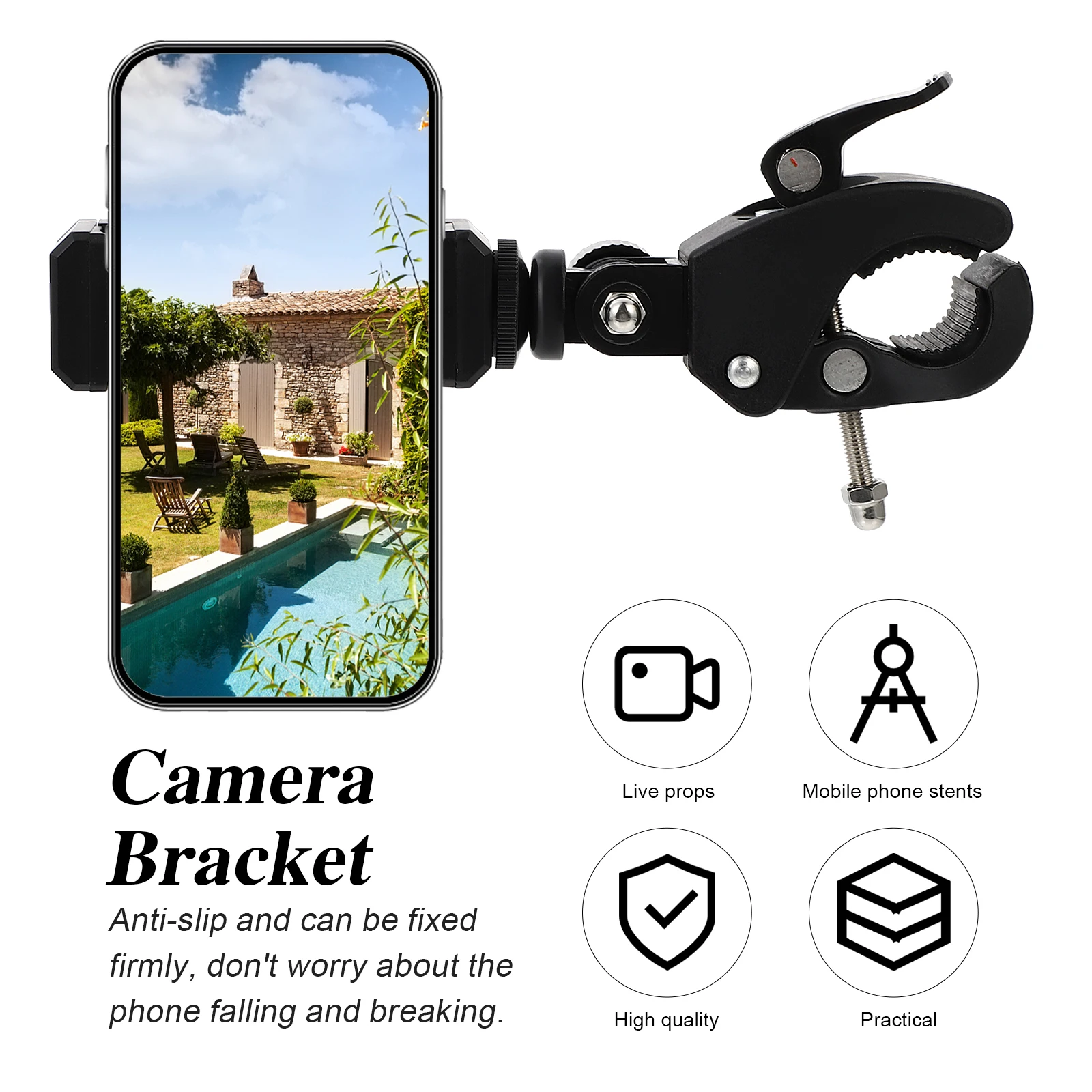 

2pcs Camera Mount Clamp For Lcd Monitor Dslr Phone Multi-Angle 360 Rotation Anti-Slip Plastic Bracket Tripod Bicycle Mic Rod