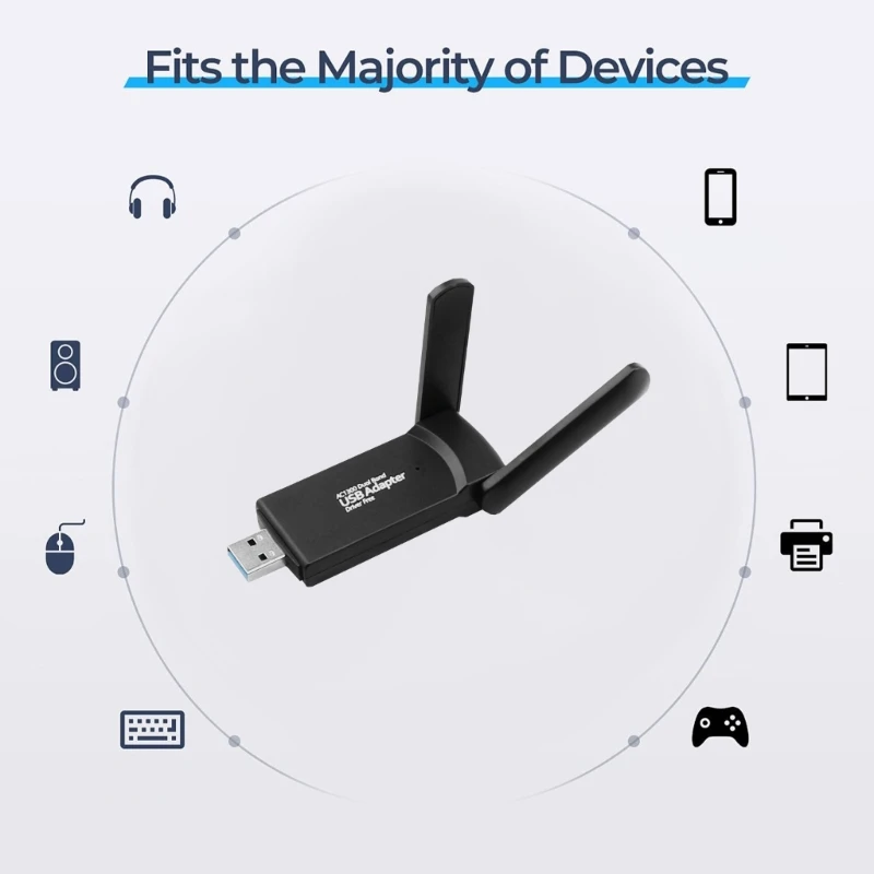 

Быстрая скорость USB-адаптера Wi-Fi 2,4/5,8 ГГц 1300 Мбит/с WIFI-карта для настольного компьютера