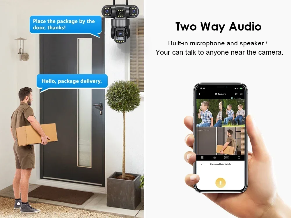 

3 Lens Video Surveillance Camera Wifi Network CCTV Camera 4G SIM Card Wireless 360 Monitor Outdoor Waterproof Security Cameras