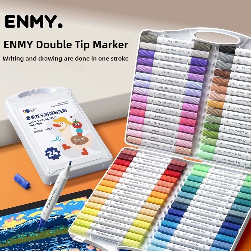 

ENMY12/80 Colors Double Tip Acrylic Paint Pens NCS Color System Soft Brush Washable Watercolor Marker School Supplies Stationery