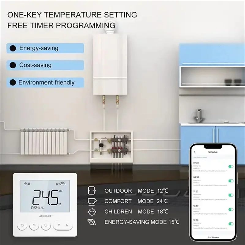 Imagem -03 - Tuya Wifi Inteligente Piso Aquecimento Quarto Termostato Inteligente Quente Underfloor Aquecimento Temperatura Controlador Zigbee 3a 16a