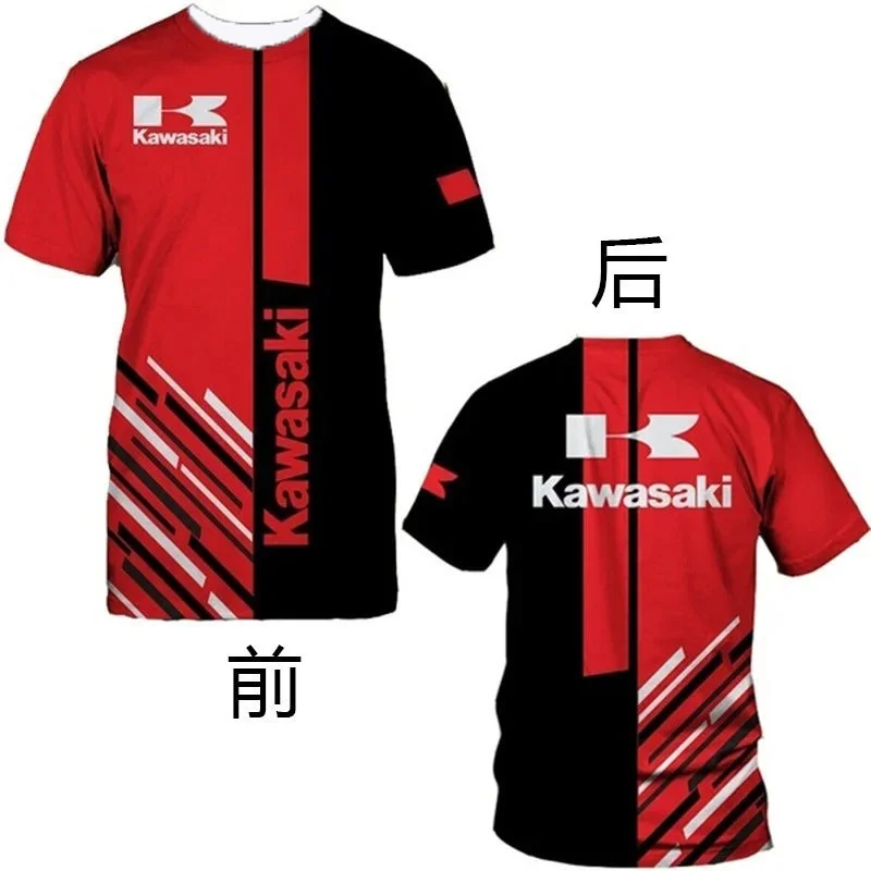 تي شيرت صيفي للرجال لدراجة كاواساكي سريع الجفاف، بدلة سباق كاجوال برقبة دائرية قابلة للتنفس، تي شيرت رياضي للكبار #1