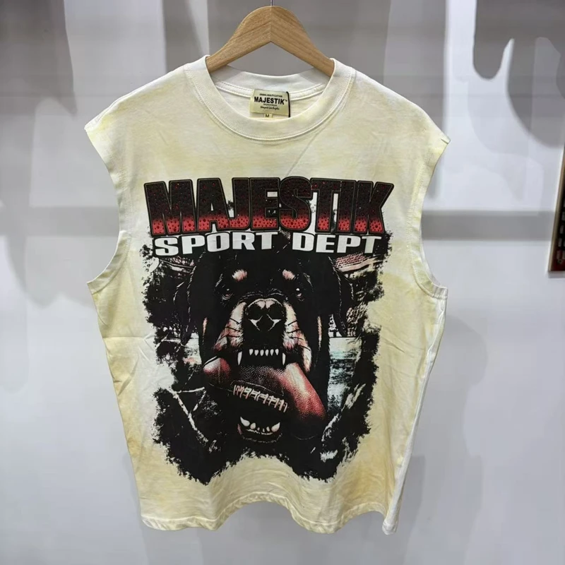 Herren Washed Gradient Sport-Tanktop aus Baumwolle, Vintage Strass Cut-Off Ärmelloses Oberteil, Übergroßes Streetwear Lustiges Kleidungsstück – Detail 2