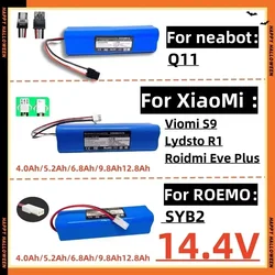 12800mAh For Xiaomi Lydsto R1 Viomi S9 Roidmi Eve Plus lithium-ion rechargeable battery, robot vacuum cleaner battery pack