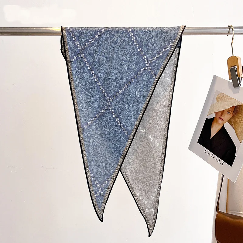 30% Silk 70% Wool Luxury Designer Scarf for Woman Elegant Floral Triangle Scarf Winter Accessories Silk Wool Shawl
